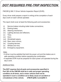 DOT Required Pre Trip Inspection